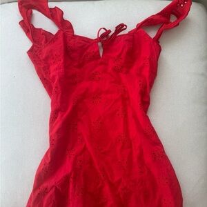 White Fox Boutique Red Eyelet Sundress